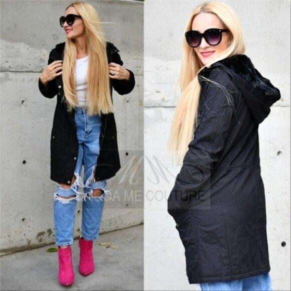 Jacket BLACK FUR LINED PARKA - Picture 1 of 4